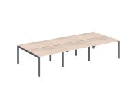 Pôle 6 bureaux droits Teamline L 360 cm - plateaux chêne clair piètement métal arche