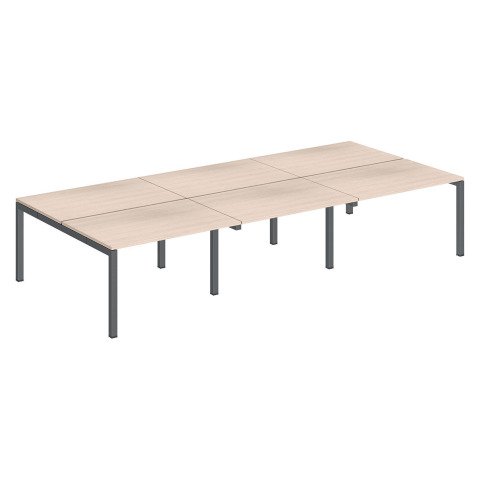 Conjunto 6 mesas rectas Arko An 360 x Fon 168 cm roble patas antracitas