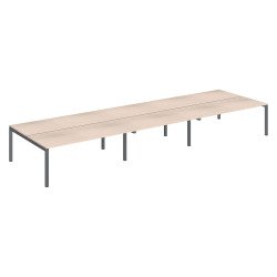 Pôle 6 bureaux droits Teamline L 540 cm - plateaux chêne clair piètement métal arche