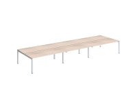 <span>Pole 6 straight Arko oak finish office tables with metal arch legs</span>