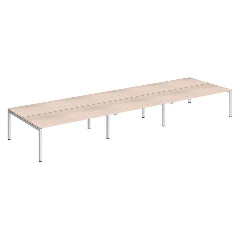 Conjunto 6 mesas rectas Arko An 540 x Fon 168 cm roble patas blancas