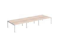 Pôle 6 bureaux droits Teamline L 480 cm - plateaux chêne clair piètement métal arche