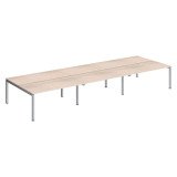 Pôle 6 bureaux droits Teamline L 480 cm - plateaux chêne clair piètement métal arche