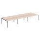 Pôle 6 bureaux droits Teamline L 480 cm - plateaux chêne clair piètement métal arche