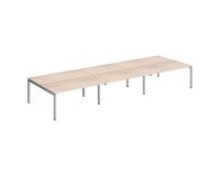Pôle 6 bureaux droits Teamline L 480 cm - plateaux chêne clair piètement métal arche