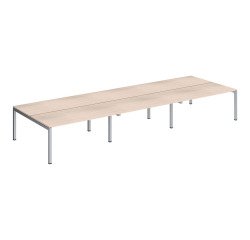 Pôle 6 bureaux droits Teamline L 480 cm - plateaux chêne clair piètement métal arche