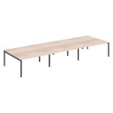 Pôle 6 bureaux droits Teamline L 480 cm - plateaux chêne clair piètement métal arche