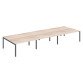 Pôle 6 bureaux droits Teamline L 480 cm - plateaux chêne clair piètement métal arche