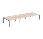 Pôle 6 bureaux droits Teamline L 480 cm - plateaux chêne clair piètement métal arche