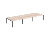 Pôle 6 bureaux droits Teamline L 480 cm - plateaux chêne clair piètement métal arche