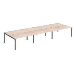 Pôle 6 bureaux droits Teamline L 480 cm - plateaux chêne clair piètement métal arche