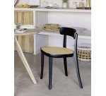 Chaise Romane en bois de hêtre et rotin - noire