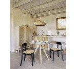 Chaise Romane en bois de hêtre et rotin - noire