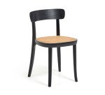 Chaise Romane en bois de hêtre et rotin - noire