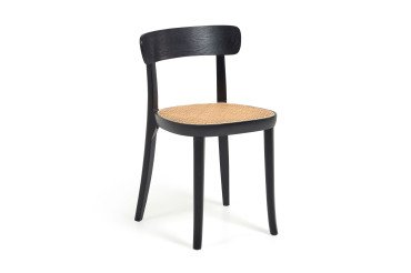 Chaise Romane en bois de hêtre noir et rotin