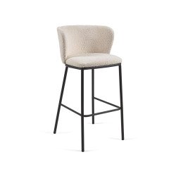 Kruk Ciselia bouclé stof H 75 cm wit