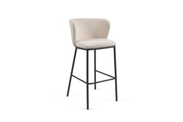 Tabouret Ciselia tissu bouclette, H 75 cm, blanc