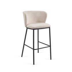 Tabouret Ciselia tissu bouclette, H 75 cm, blanc