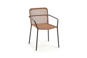 Chaise Ellen - corde - pieds acier beige