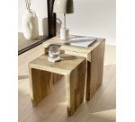 Bijzettafel Zuleika set L 50 x D 42 cm natuurlijk hout