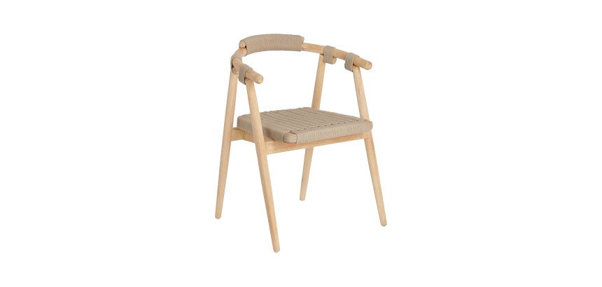 Chaise Majela en bois d'eucalyptus et corde