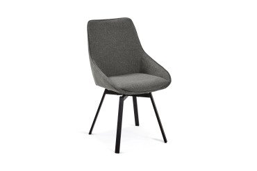 Chaises de bureau pivotante Jenna tissu - Dossier bas  - Pieds noir