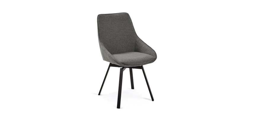 Chaise pivotante Jenna tissu - Dossier bas  - Pieds noir