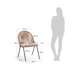 Chaise Shann - corde - pieds acier avec coussin beige