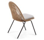 Chaise Shann - corde - pieds acier avec coussin beige