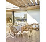 Chaise Shann - corde - pieds acier avec coussin beige