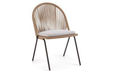 Chaise Shann - corde - pieds acier avec coussin beige