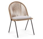 Chaise Shann - corde - pieds acier avec coussin beige