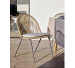 Chaise Shann - corde - pieds acier avec coussin beige