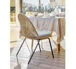 Chaise Shann - corde - pieds acier avec coussin beige