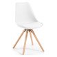 Chaise Ralf - assise plastique et coussin PU - pieds bois massif