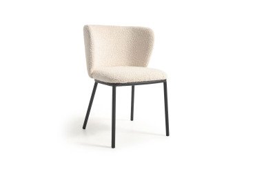 Chaise Ciselia tissu bouclette pieds acier