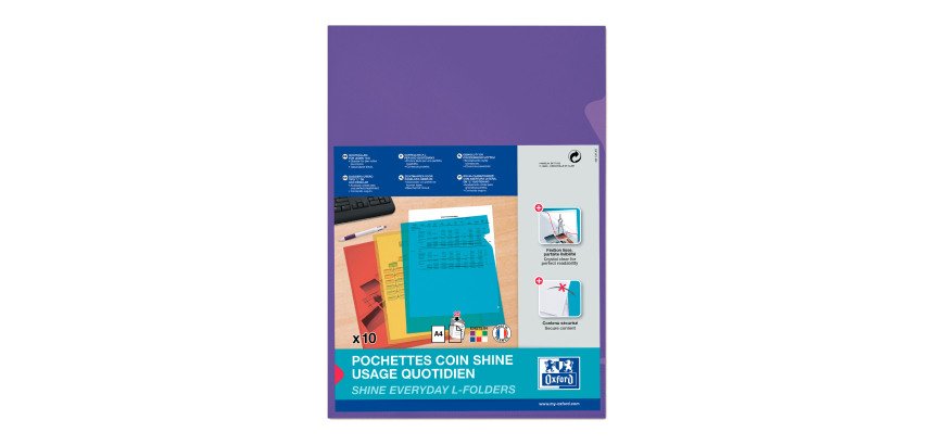 L-mapje plastic Oxford A4 polypropyleen 12/100e transparante kleuren - zakje van 10