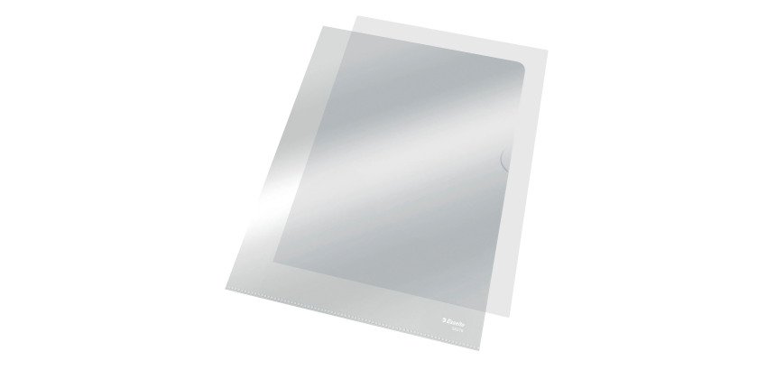 Chemise coin plastique Esselte Leitz A4 polypropylène 10,5/100e incolore - Paquet de 100