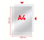 Chemise coin plastique Esselte Leitz A4 polypropylène 10,5/100e incolore - Paquet de 100