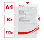 Chemise coin plastique Esselte A4 polypropylène 12/100e incolore - Paquet de 10