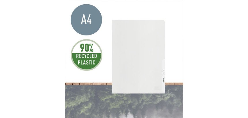 Chemise coin plastique LEITZ RECYCLE A4 polypropylène 13/100e recyclée incolore- Paquet de 100