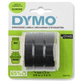 Lint vinyl 3D Dymo zwart met witte tekst 9 mm S0847730 - blister van 3 stuks