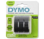 Ruban vinyle 3D Dymo noir écriture blanche 9 mm S0847730 - Blister de 3