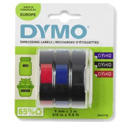 De_blister 3 rubans 3d rge/noir/bleu 9mm