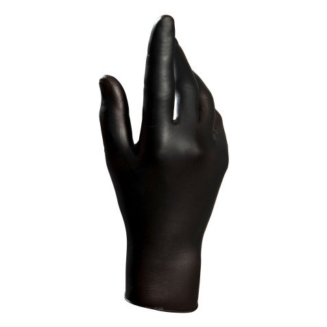 Gants jetables de protection chimique Mapa Solo 935, PVC/nitrile non poudré, noir - Boîte de 100 gants