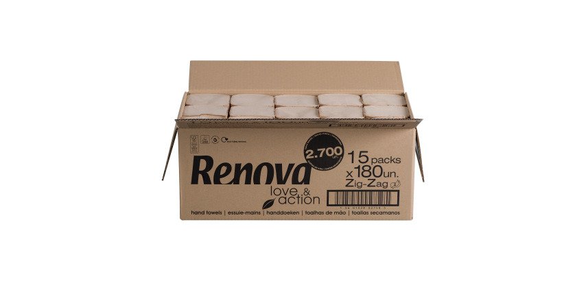 Hand towels Zig-Zag Renova Love & Action - Carton of 2700 sheets
