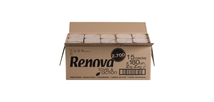 Handdoeken Zig-Zag Renova Love & Action - Doos van 2700 vellen