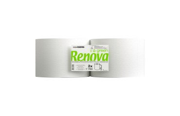 Rouleau d'essuie-mains Renova Green double épaisseur 350 m - Lot de 2