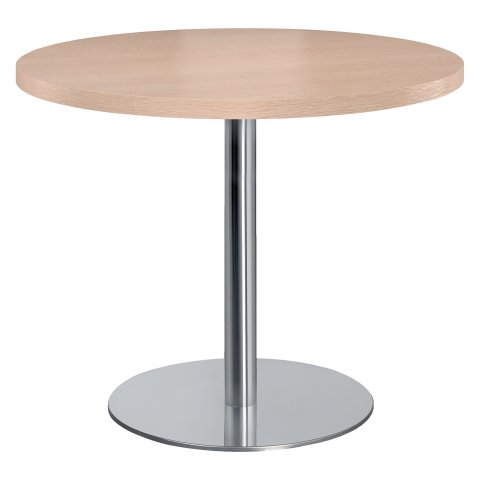 Mesa de reunión roble claro Ecla Ø 100 cm pata cromada