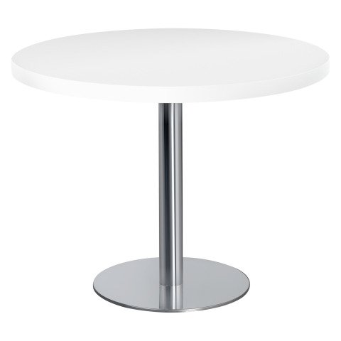 Mesa de reunión blanca Ecla Ø 100 cm pata cromada